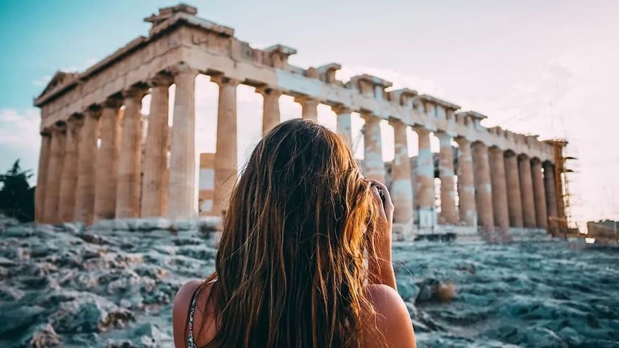 tourist at parthenon