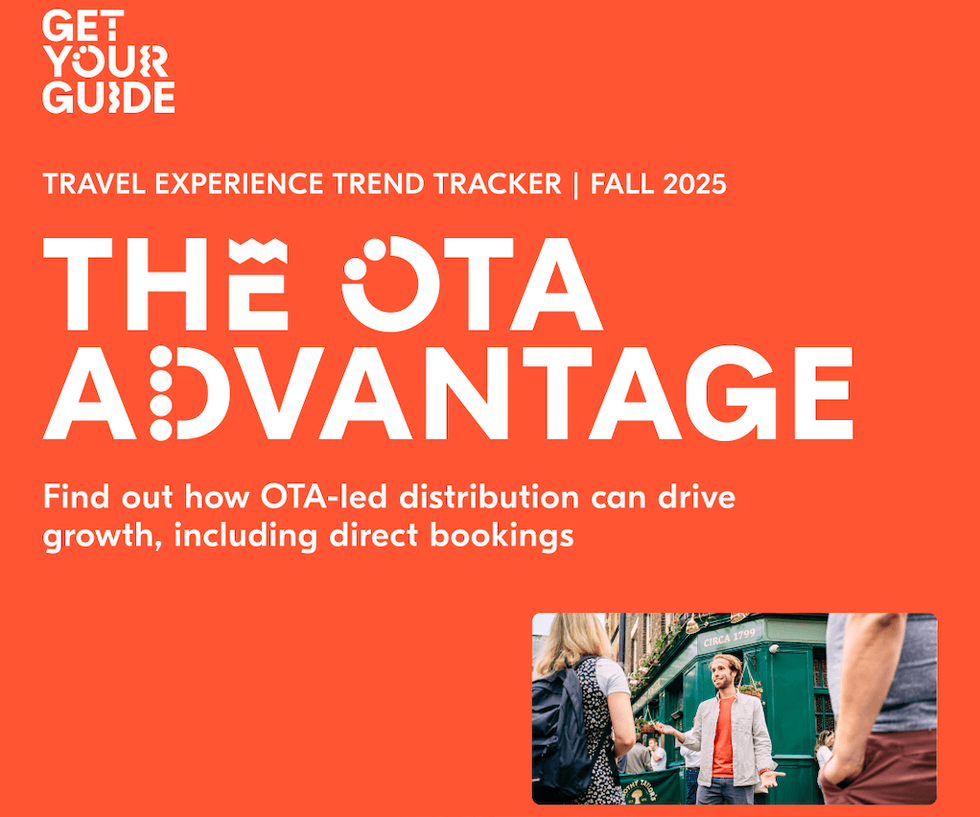 "Travel trend report cover: 'The OTA Advantage', promoting OTA-led distribution benefits."
