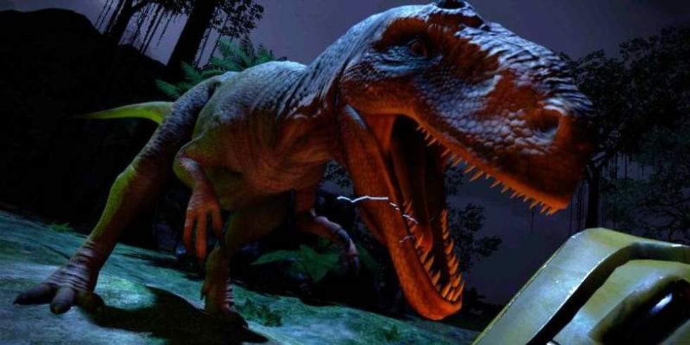trex lurches forward in dinotrek by the juice films