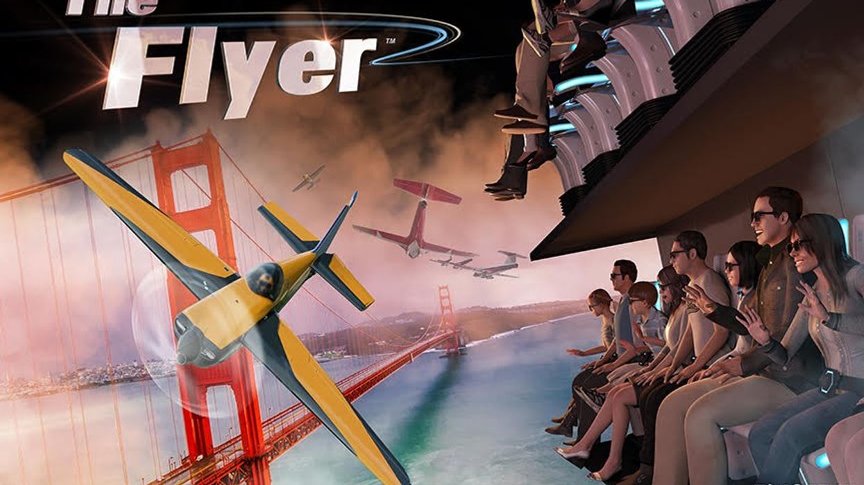 triotech develops first of its kind scaleable fly theatre attraction The Flyer
