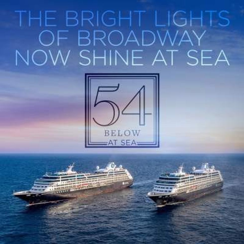 two amazara cruise ships broadway lights shine at sea