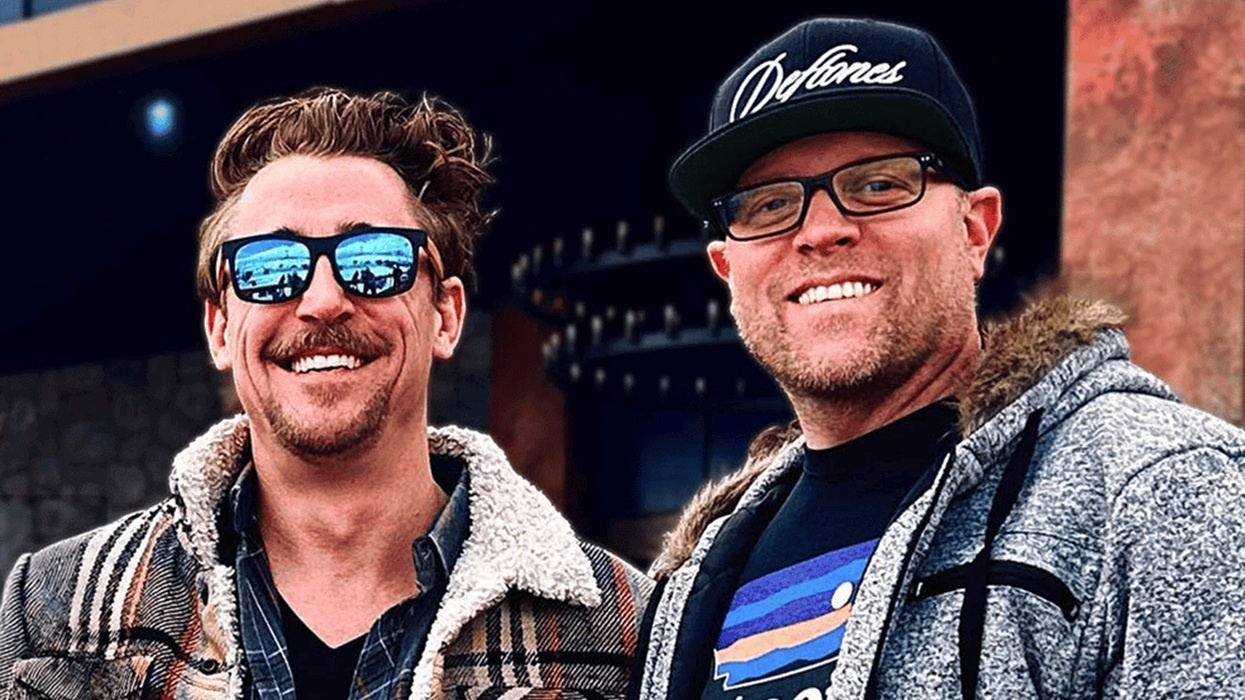 Two smiling men named Brett Bagenstose and Aaron Beaucher in casual winter clothes, one in sunglasses, standing outdoors.
