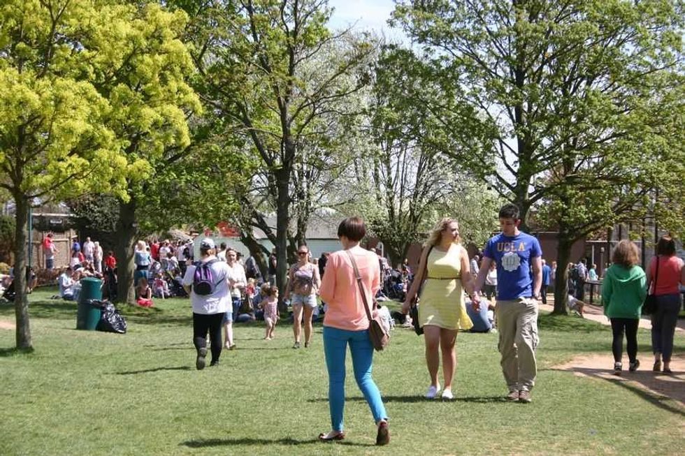 Twycross Zoo visitors walking around One World