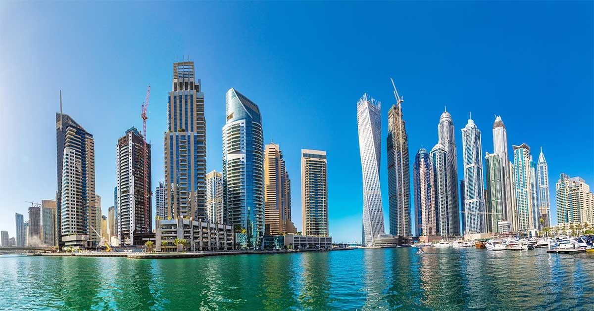 UAE panorama of dubai marina UAE