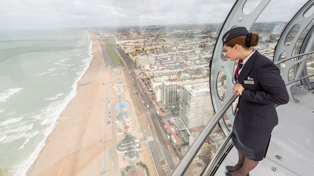 UK attractions air hostess looking at view British Airways i360