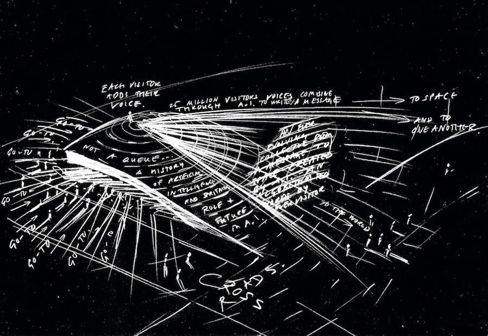UK Pavilion, CONCEPT SKETCH - ES DEVLIN Laura Faulkner