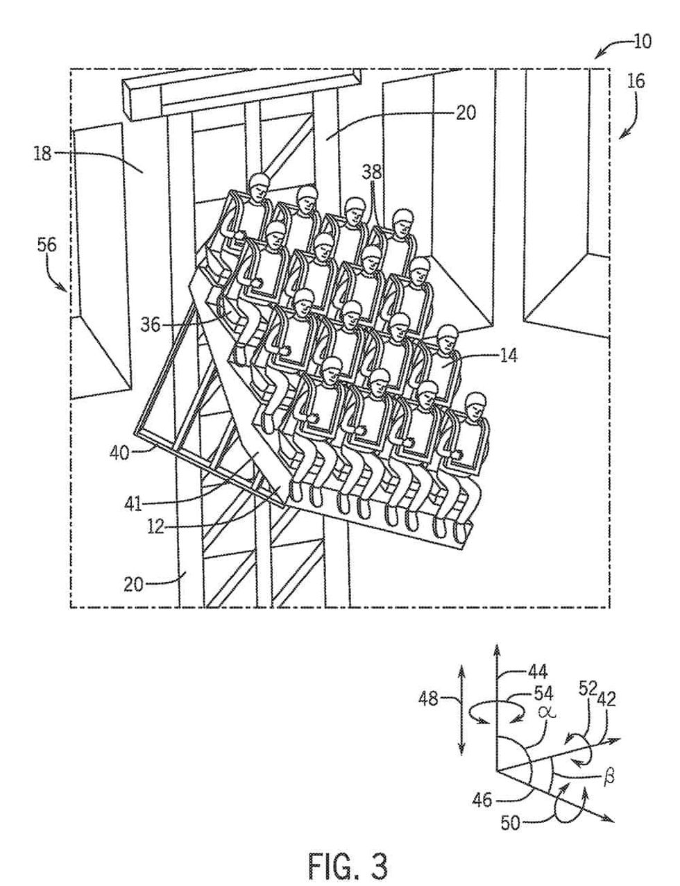 universal patent interactive tower ride yaw and tilt