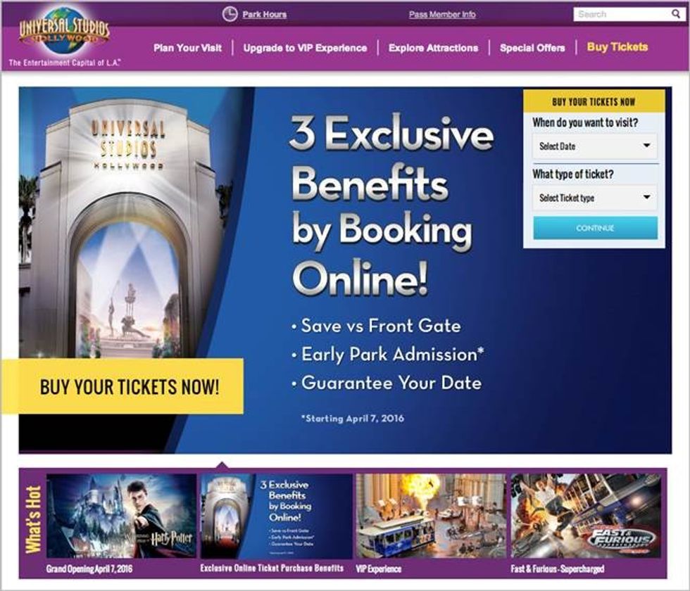 Universal Studios Hollywood, theme park seasonal pricing