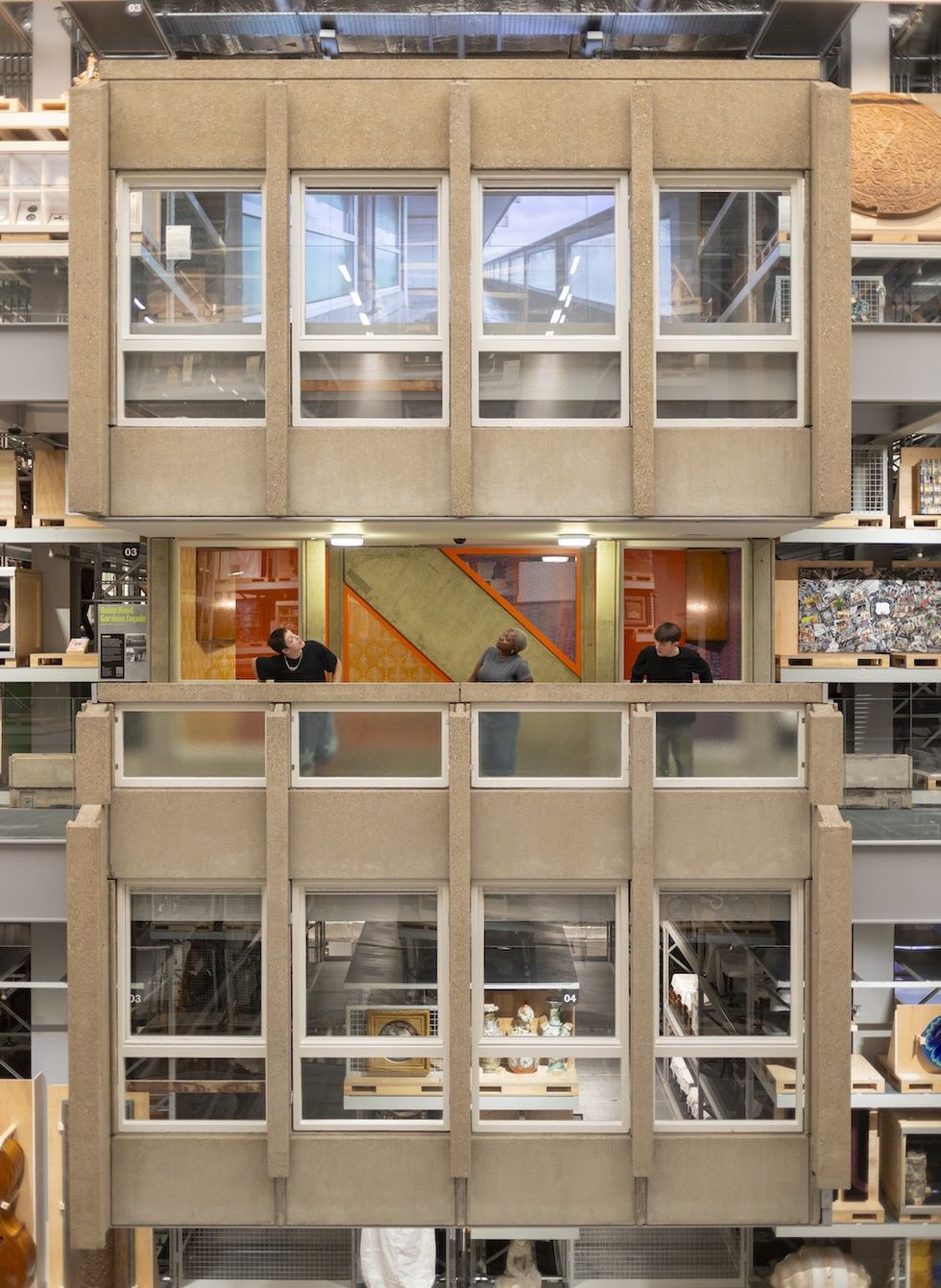View of a section of Robin Hood Gardens, a former residential estate in Poplar, east London, at V&A East Storehouse. Image by Kemka Ajoku for VA