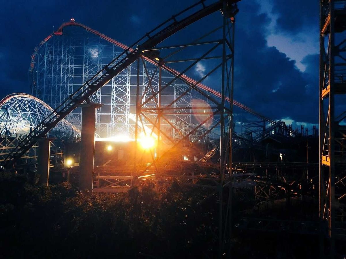 View of The Big One from the Big Blue Hotel at Blackpool Pleasure Beach