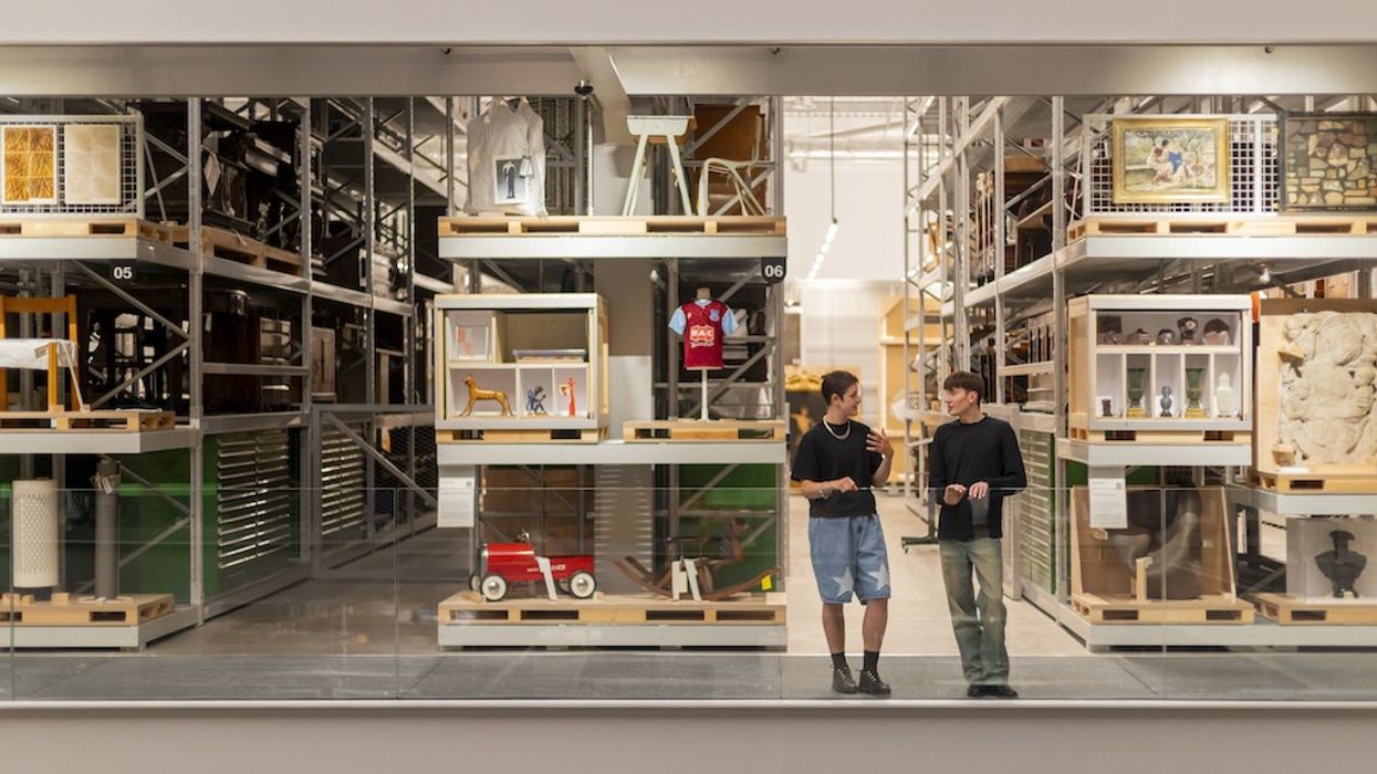View of Weston Collections Hall, which features over 100 mini curated displays, at V&A East Storehouse. Image by Kemka Ajoku for V&A