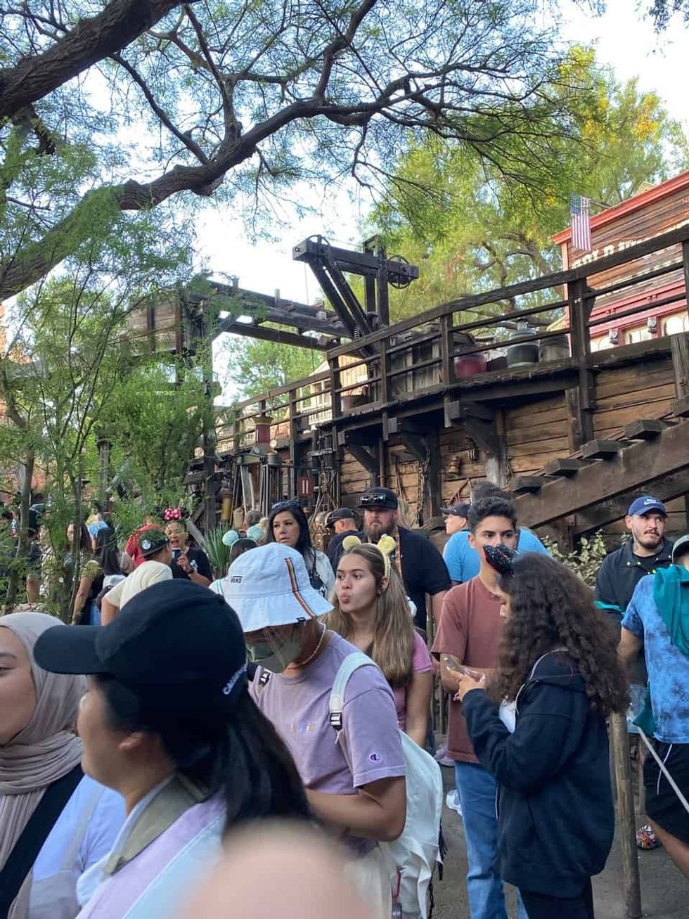 waiting in line at Disneyland theme park downtime