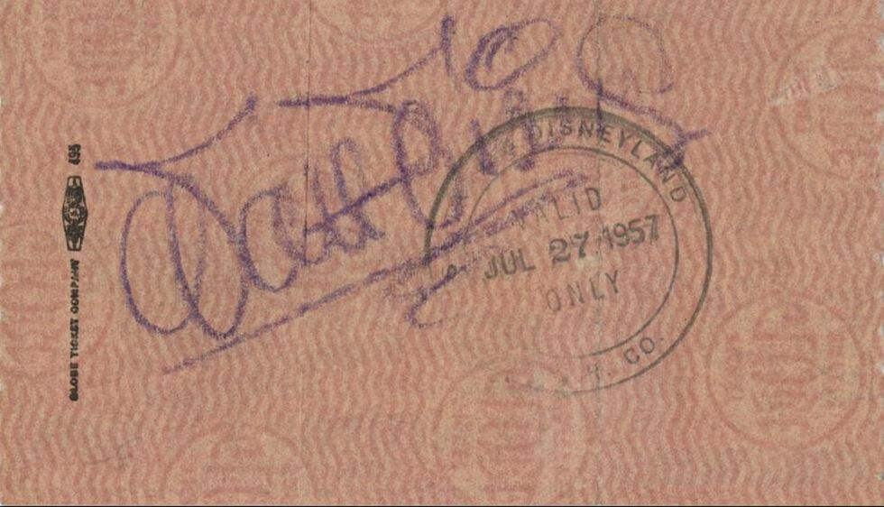 Walt Disney signed ticket