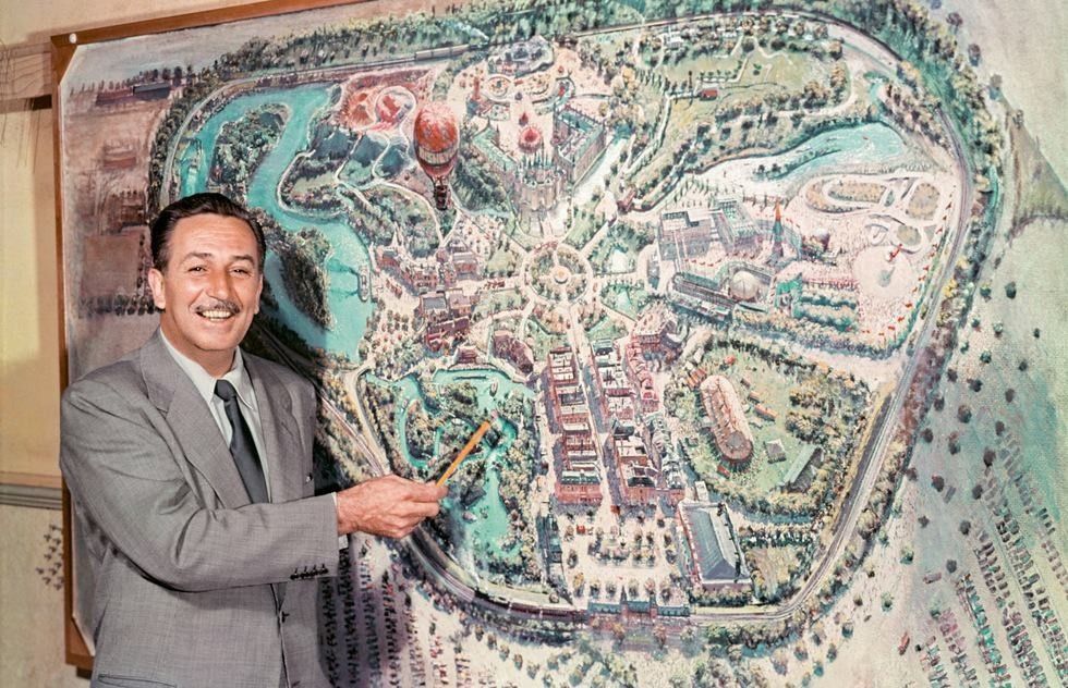 Walt Disney with Disneyland plans