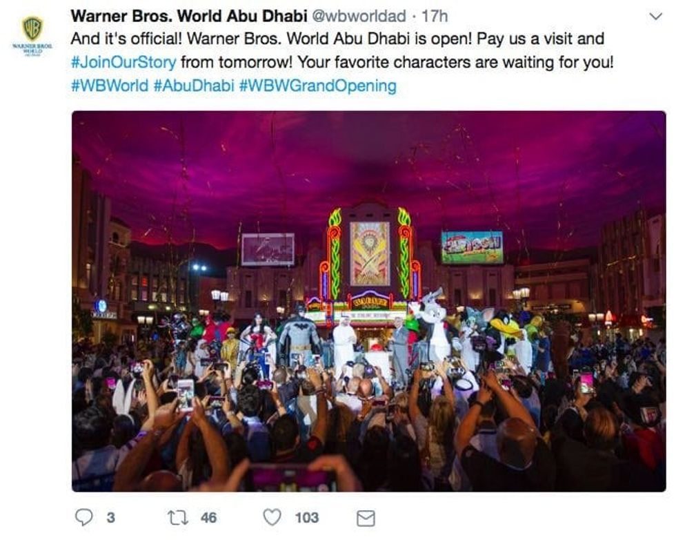 Warner Bros World Abu Dhabi tweet