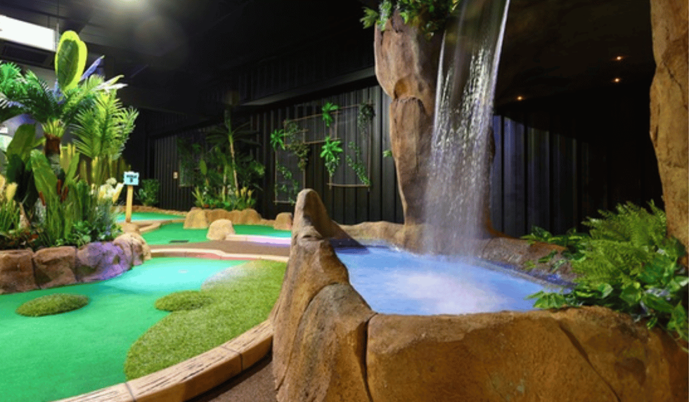 waterfall and mini golf course by greenspan