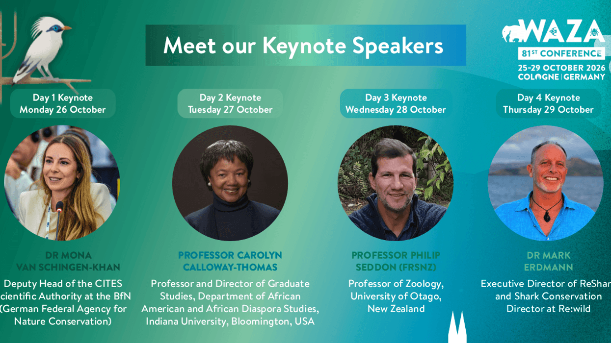 WAZA Conference 2026 keynote speakers: Dr. Mona, Prof. Carolyn, Prof. Philip, Dr. Mark.