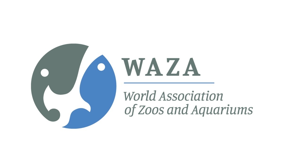 WAZA logo with stylized animal shapes and text "World Association of Zoos and Aquariums".