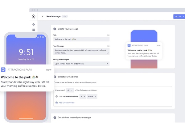 welcome message theme park app