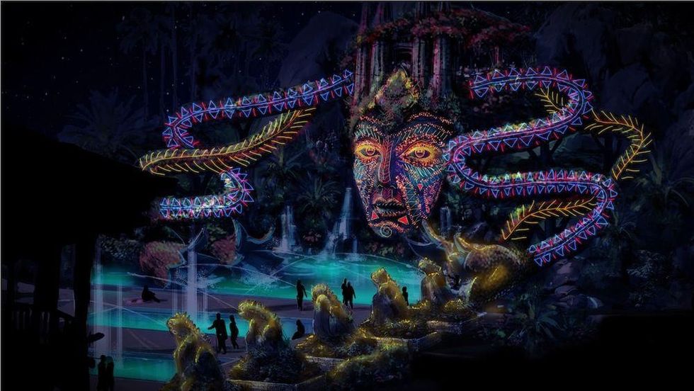 WhiteWater-Cirque-du-Soleil-waterpark_Themed-waterslides-night