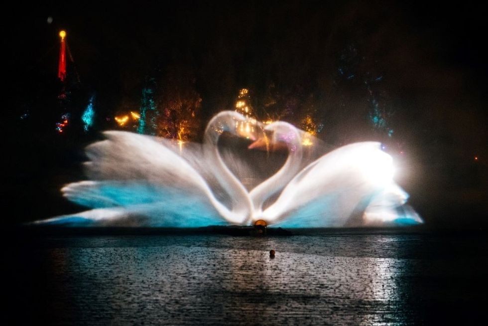 Windsor Great Park Illuminated - swan fountains