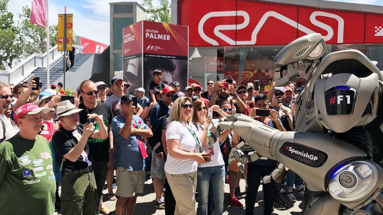 Winning formula: Titan the Robot takes the fun up a gear at F1 Spanish Grand Prix