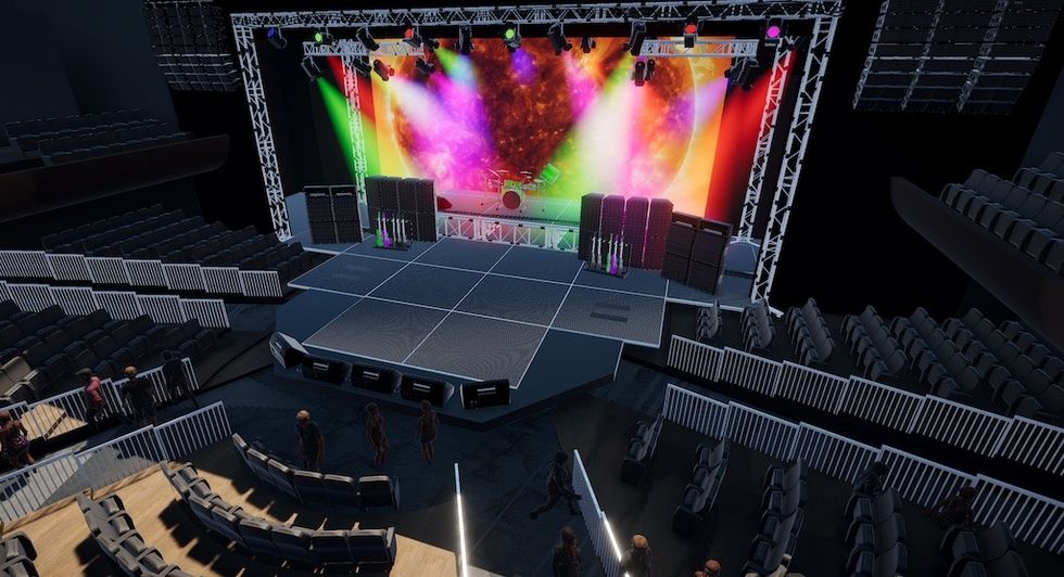 With Worldbuildr’s show control capabilities, lighting and audiovisual sequences can be programmed directly within the 3D model of the venue or facility. 3D model courtesy of Reveal Studio. digital twins