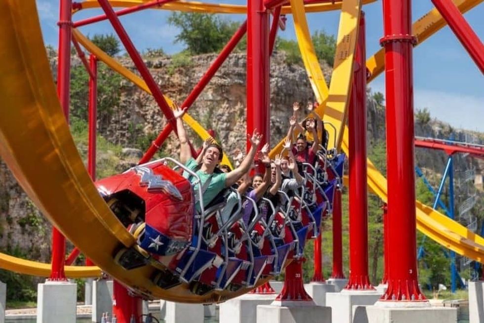 Wonder Woman coaster at Six Flags Fiesta Texas experiencing attractions