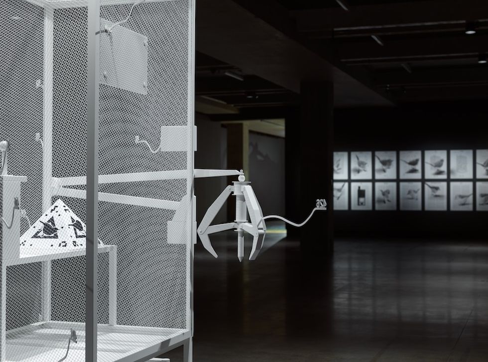 worker cage at Simon Denny's Mona exhibition