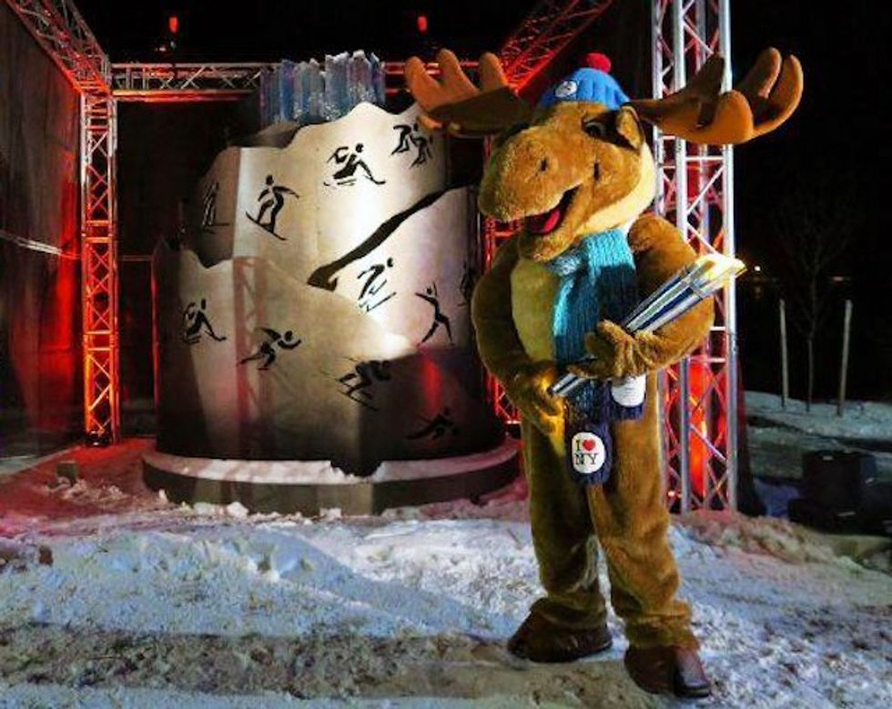 World University Games cauldron with mascot Mac