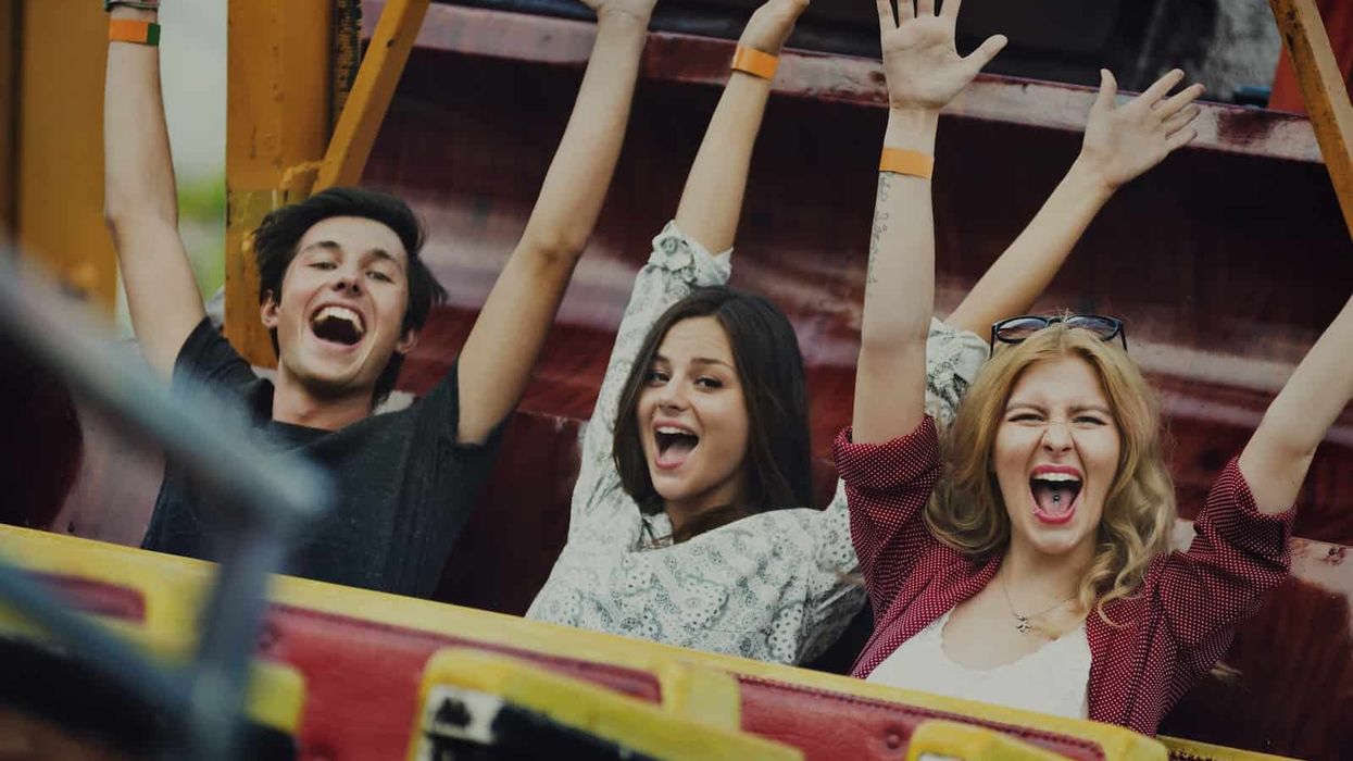 Young-people-on-rollercoaster