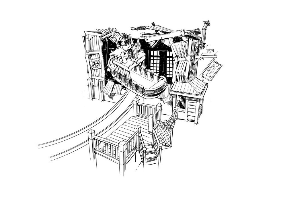 Zamperla Rockin' Tug sketch ©JoraVision