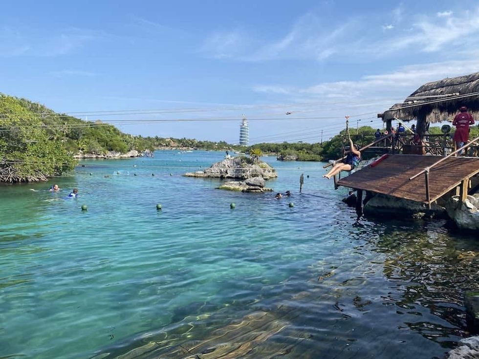 Zip Line at Xel-Ha waterpark Mexico