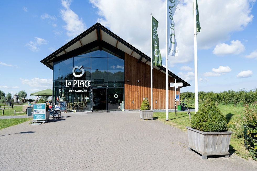 ZOETERWOUDE, THE NETHERLANDS - JULY 2, 2019: La Place restaurant. La Place is a Dutch restaurant chain, owned by Jumbo, the second-largest supermarket chain in the Netherlands.