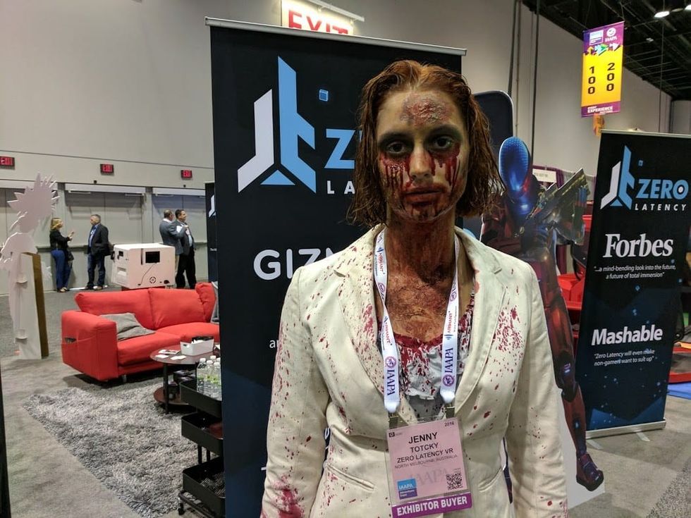 zombie girl at iaapa expo 2016 zero latency vr booth