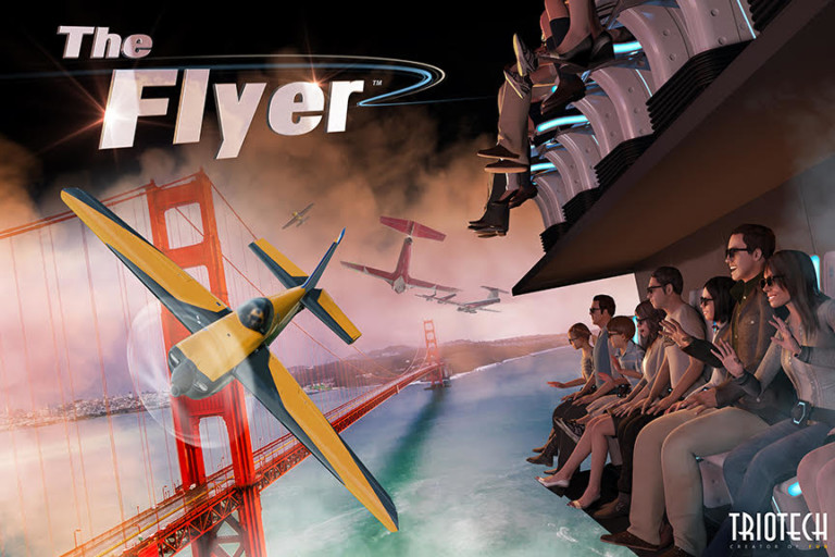 triotech develops first of its kind scaleable fly theatre attraction The Flyer