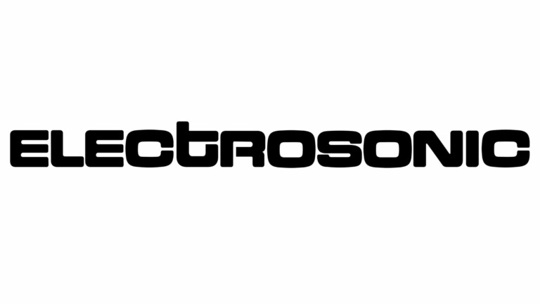 Electrosonic black logo on a white background