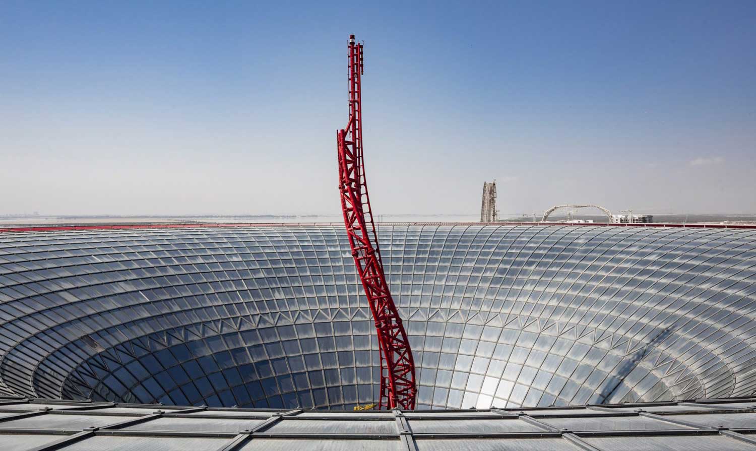 turbo track rollercaoster ferrari world abu dhabi roof