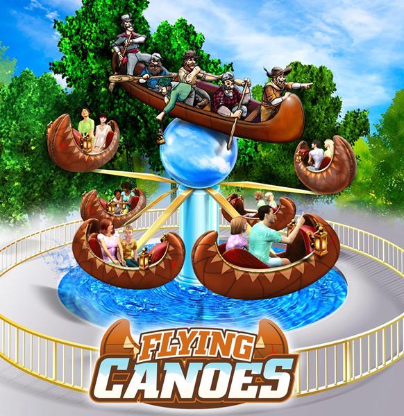 A rendering of Flying Canoes - a new attraction at the Ontario Theme Park.