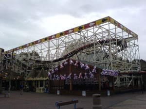 The Wild Mouse roller coaster at Blackpool's Pleasure Beach amusement park.