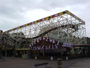 The Wild Mouse roller coaster at Blackpool's Pleasure Beach amusement park.