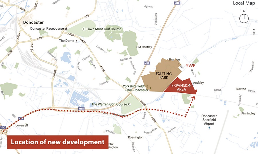 A map showing the expansion plans for Yorkshire Wildlife Park.