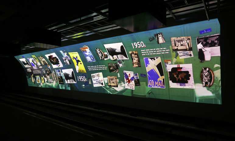 rail mail collage tunnel postal museum digital projection