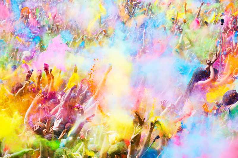 fan celebrating colour festival