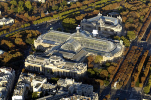 Aerial view of the Grand Palais in Paris.