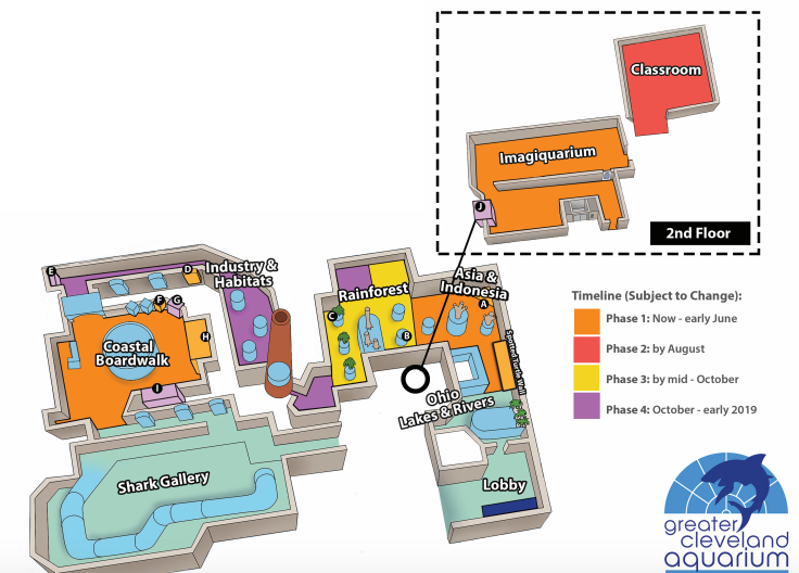 A map of the renovations to Greater Cleveland Aquarium.