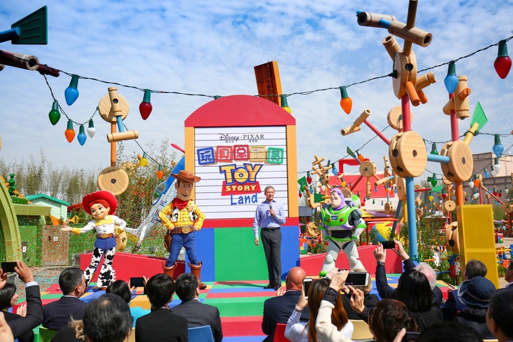 Bob Iger speaks at the opening of Toy Story Land at Shanghai Disney Resort. 