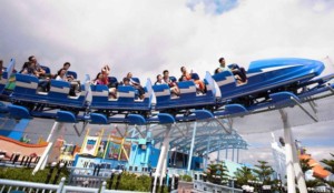 visitors on coaster at acrtic blast exhibit ocean park hong kong