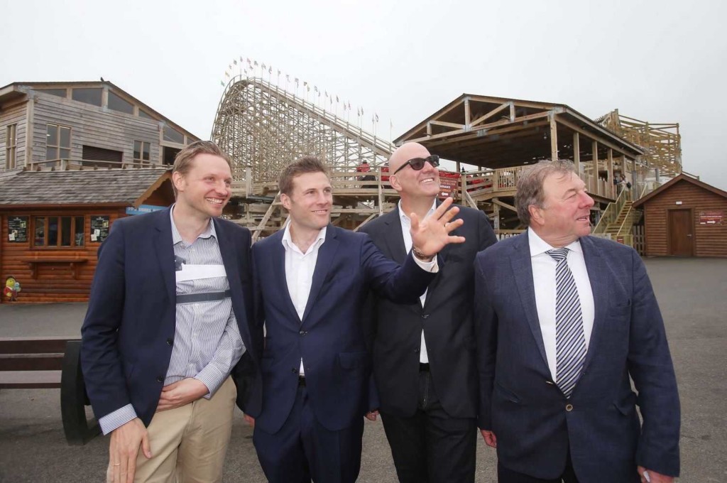 Left to right: Jakob Wahl, Tayto Park MD Charles Coyle, Doug Stagner, Tayto Park founder Ray Coyle IAAPA EMEA spring formal