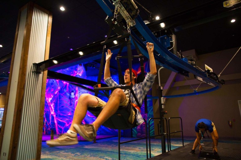 man rides cloud coaster created by extreme engineering